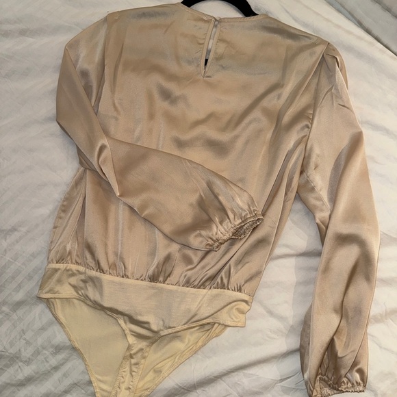 Champagne Satin Bodysuit Blouse - Picture 4 of 7